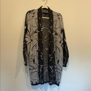 Liverpool Gray and Black Floral Cardigan